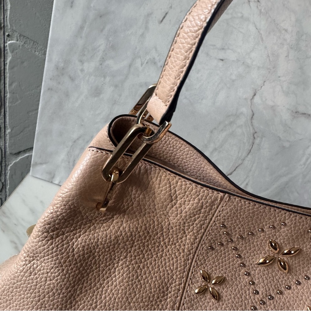 Michael Kors Soft Pebbled Leather Shoulder Bag – Blush Pink Stud Detail - Picture 8 of 17